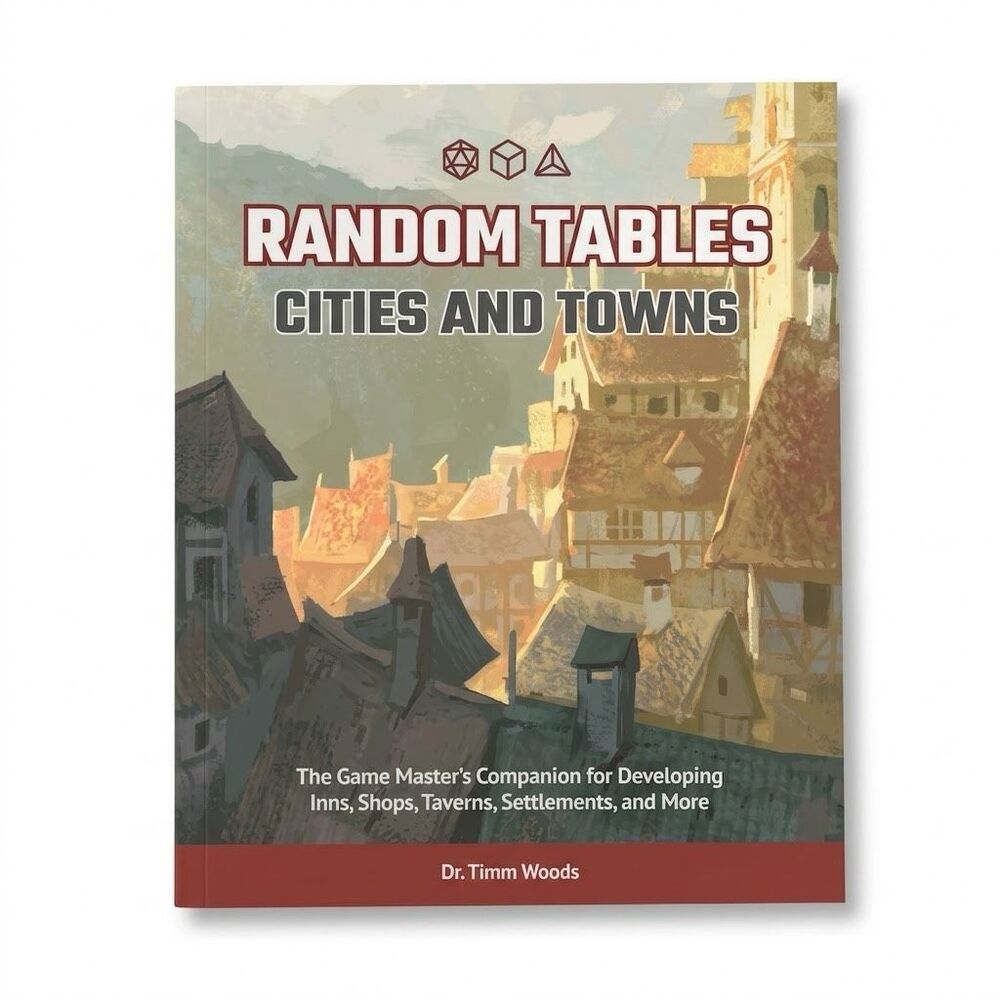 Random Tables: Cities and Towns by Dr Timm Woods RPG TTRPG GM Companion D&D